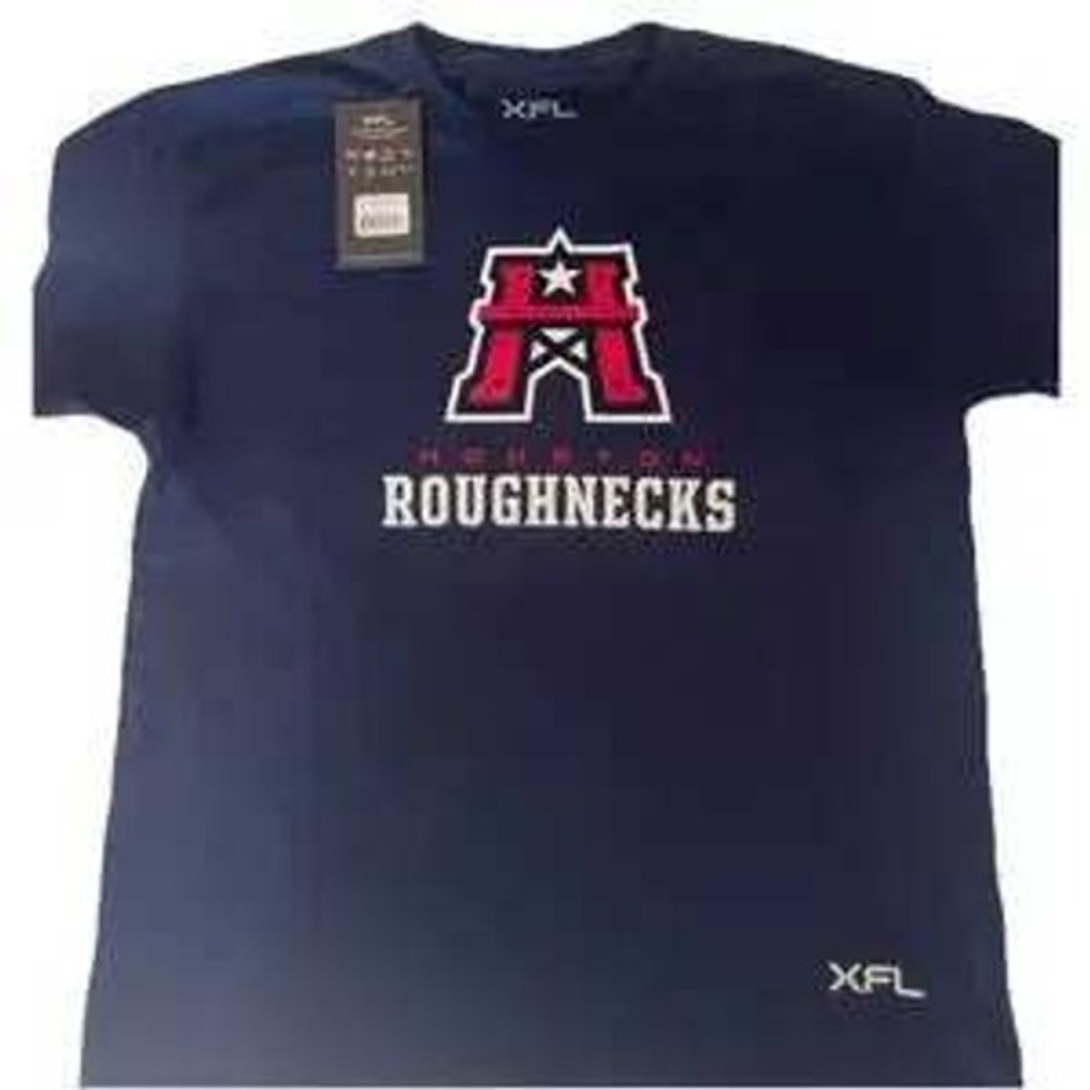 Kids XFL Houston Roughnecks Navy Blue T Shirt Youth‎ Size L NWT